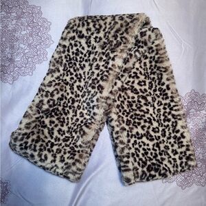 LOFT faux fur leopard print infinity scarf